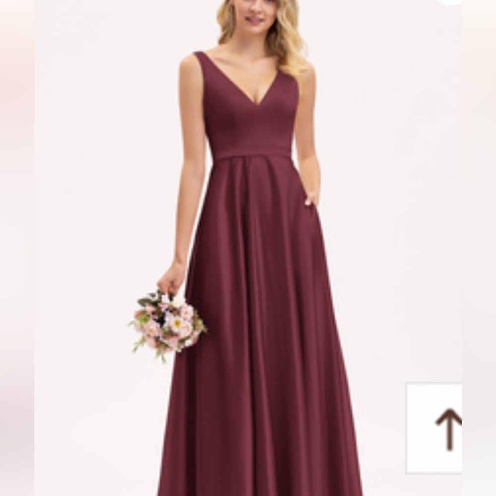 Ball-Gown/Princess V-neck Floor-Length Satin Bridesmaid Dress W/ Pockets #206490